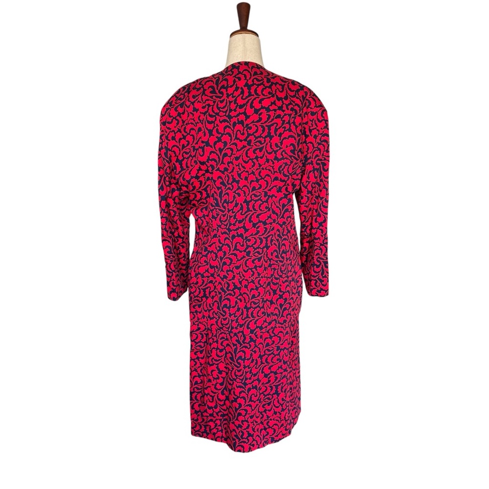 Vintage 80s Gianfranco Ferre Red and Blue Print Jacket Skirt Suit Set Large - Picture 7 of 14